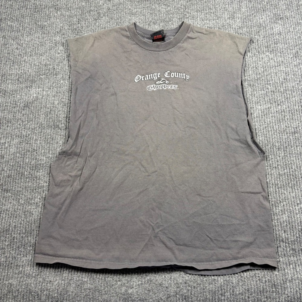 Orange County Choppers Shirt Men's XL Gray Sleeveless OCC Biker Grunge Y2K